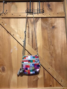 Kipling Colorblock Patchwork Crossbody Bag with Monkey Keychain
